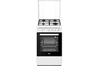 Cocina a gas SOLTHERMIC 60 cm, Horno 49 L, 4 fuegos, Blanco/Negro